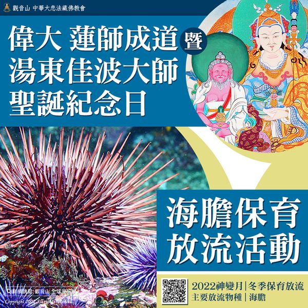 偉大 蓮師成道暨湯東佳波大師聖誕紀念日海膽保育放流活動