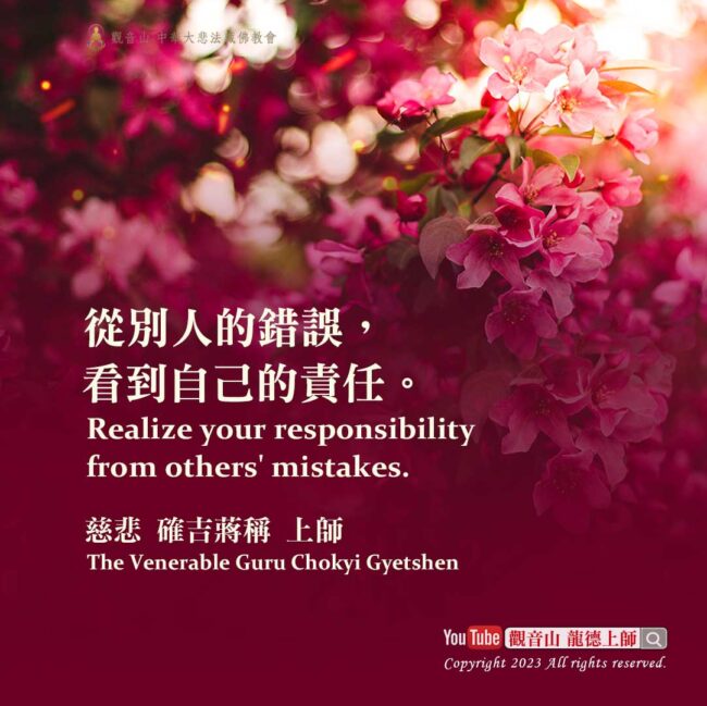 從別人的錯誤，看到自己的責任。——慈悲 確吉蔣稱 上師 (龍德上師) ©